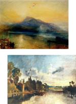 DECOR ADVENTURES The Blue Rigi at Sunrise and The Thames near Walton Bridges by JMW Turner Wall Painting 14 x 18 inch (Pack of 2)