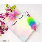 Topgifties Soft Fur Diary for Girls,Cute Plush Unicorn Notebook for Girls ,Kids with Pen