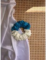 WORLD OF SCRUNCHIQUE Pure Handmade Neon Blue Dual Drama Scrunchie