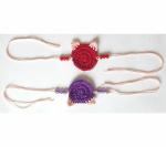 My Little Princess Handmade Red, Purple Yarn Cotton Rakhi Set for Kids, Boys and Women (pack of 2)