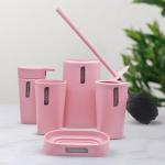 Kookee Acrylic Bathroom Accessories Set of 5 Pink Bath Set for Home (8675)
