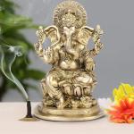 ARTVARKO Wedding And Engagement Brass Ganesh Idol Statue Elephant Murti - 7 inch