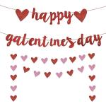 Festiko Happy Galentines Day Banner, Red Glittery Galentines Day, Heart Garland Banner, Girls Happy Valentines Day, Break, Up Photo Prop
