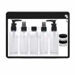 BEAUTY KINGDOM ZELOVI 7-Pcs Travel Bottles Kit, Portable Refillable Toiletry Containers Set, Leak Proof Cosmetic Containers for Lotion, Shampoo, Cream, Soap, Total Jars for Cream