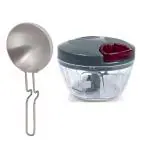 Urban Buy Aluminium Tadka Pan With Plastic Handy Chopper and Slicer for Fruits,Vegetables, Nuts, Herbs,Onions and Salad - Dori Chopper and Multicolour, Pack of 2