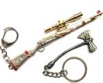 Blue Aura Swag Brother Multicolor Metal Pubg Kar98 With Axe Key Chain (Pack Of 2)