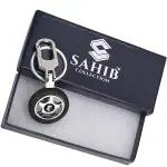 SAHIB COLLECTION Leather Choti & Spinning Tyre | Wheel Keychain Keyring for Car Bike