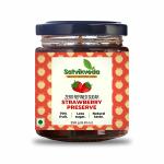 Satvikveda Strawberry Preserve 250 gm | 70% Fresh Strawberries - Low Sugar Jam | No Added Colours, Flavours, Thickeners, Emulsifiers | Handmade with Unrefined Desi Khandsari