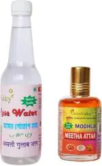 GREEN VALLEY Edible Rose Water with 10ml Meetha Attar free Rose Liquid Food Essence (1 L)