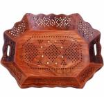 RS ENTERPRISES Eramify Handcrafted Wooden Serving Tray - Modern Farmhouse Charm for Coffee, Tea & Snacks | Farmhouse Decor, Artisanal,17