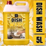 BLISS & BLUSH Dishwash Liquid 5 Liter Yellow Kitchen Utensil Cleaner Removes Grease & Oil Lemon Dishwashing Detergent