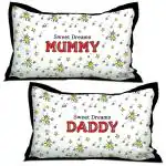 Indigifts Parents Anniversary Gifts Sweet Dreams Daddy Mummy Quote Starry Pattern White 17x27 inches Pillow Covers Set of 2 - Parents Birthday Gifts, Wedding Anniversary Gift for Parents, Pillow Case