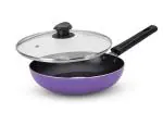NAVRANG NONSTICK FRYPAN 220 WITH GLASS LID, NON INDUCTION,PURPLE