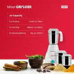 ZunVolt Power MG5 500 Mixer Grinder (3 Jars, White)