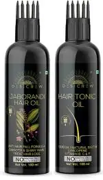 Desi Crew 100 Percent Pure Jaborandi and Hair Tonic Oil with Comb Applicator Cold Pressed for Skin, Body and Hair Care 100 ml Each