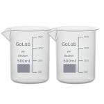 GoLab Laboratory Plastic Science Beaker /Measuring Cup Transparent with Graduation Marks and Spout ||Capacity-500ML (Packof-2)
