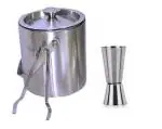 Double Walled Stainless Steel Insulated Ice Bucket with Lid and Ice Tong and tall peg Measure [1.5 Liter]