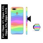 Mobi Elite Wave Strips Printed Hard Back Case Cover with Mobile Holder, Pop holder, Pop socket for Oppo A7, Oppo A5s, Oppo A12, Oppo A11k