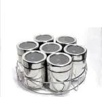 DARAZ Stainless Steel Small Container Storage Box With Top See Through Lid Spice Box 1 Piece Spice Set (Steel, Silver)