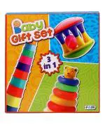 MT HUB 3 in 1 Damru Rattle, Stacking Cups and Teddy Rings Baby Gift Set Toy for Kids