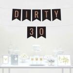 Festiko Dirty 30 Banner, 30th Birthday Party Decorations, Rose Gold, Black Glitter Birthday Bunting