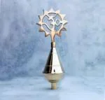 SHRIJIMATHURA Temple Kalash For Top Holo With Om Artical On Top Brass Kalash (Height: 24 inch, Silver)