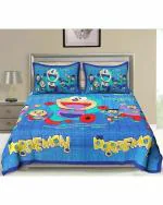 Home@Shop - 151 TC Blue Cartoon Printed Cotton Double Flat Bedsheet with Pillow Cover (235 x 215cm)