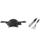 Combo of Weber - Q - Gas Grill Q 2200 Black and WEBER Barbecue Tools 2 Piece (Stainless Steel) - Tongs & Spactula