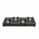 Surya Flame Smart Gas Stove 4 Burners Glass Top | LPG Gas Stove With Jumbo Burner | Unbreakable ABS Knobs | Anti Skid Legs | Rust Free Body - 2 Years Complete Doorstep Warranty(Pack of 2)