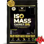 WellsPro ISO MASS XXL Mass/Weight Gainer Strawberry Milk Shake Whey Protein Powder 1kg (Pack of 2)