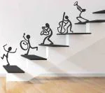 LANSTICK Black Musical Team Steps Self Adhesive Wall Sticker