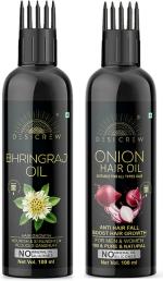Desi Crew Bhringraj and Onion Hair Oil for Skin, Body and Hair Care 100 ml Each