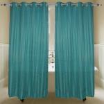 Parda Online Dark Green Striped Polyester Eyelet Romantic Shower Curtain 5ft, (Pack of 4)