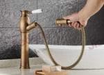 SANIKART Brass Pull Out Basin Faucet Single Ceramic Handle Hot Cold Water Tap