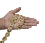 Craftlove Golden Cutwork Kundan Flower Mirror Lace Border 9 Meters Width 2.5 Cm