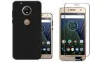 Shagya Moto G5 Plus Black Tpu Protective Sleek Back Cover Case With Tempered Glass (Set Of 2)