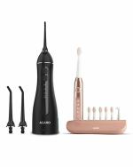 AGARO Cosmic Plus Sonic Tooth Brush Rose Gold and Ultra Portable Oral Irigator Black