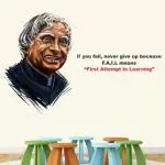 DECORHUBB 55 cm Apj-Abdul-Kalam-Fail-First Attempt in Learning-Office-Inspirational-Motivational-Quotes-Wall Sticker(PVC Vinyl - 100cm X 65 cm) Self Adhesive Sticker (Pack of 8)