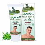 ALGELOE-O Pre & After Shave Gel For Men|Refreshing & Moisturizing Shave Gel-100ml(Woody)