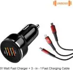 UniBoss 51 W Qualcomm Certified Turbo Car Charger (Black, With USB Cable)
