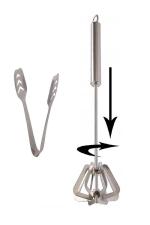First Front Stainless Steel Momo Tong with Stainless Steel Churner ,Steel Hand Blander and Multicolour, Pack of 2