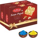 Yuvraj Soanpapadi Or Holi Colours Festival Mithai Combo Pack ( 400 gm x 2) & holi colours pouch 2