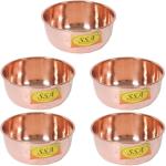 Shivshakti Arts Handmade Pure Copper Bowl Plane Designed Serving Food Indian Homeware Copper Vegetable Bowl (Brown, Pack of 5)