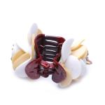 Shivarth Fashion Fabric Rose Flower Hair Clamp Claw Clip Accessories Brown White For Girls