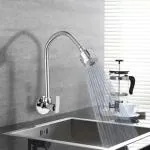 SPAZIO Brass Pulse Kitchen Spout Flexible Sink with Spout Rain Spray and Flange Spout Pulse Sink Cock Pillar Tap Faucet
