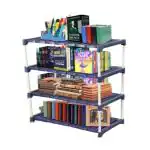 Novatic Children Book Rack 4 Layer Bookshelf for Home Library, Book Stand| Books Stand Book Shelves 4 Layer Metal Rack Home Library, Book Stand, Books Rack for Study Room, Bookshelf