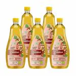 Organic Tattva Organic Groundnut (Peanut) Oil 1 Litre Unrefined Moongphali ka Tel Cholesterol and Tran Fat Free 100% Organic Pesticide and Chemical Free Pure and Unadulterated Double Filtered Expeller-Pressed Pack of 5