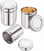 S.R Royal Star Stainless Steel Kitchen Containers Set | Durable & Stackable | Storage Canisters for Tea, Coffee & Sugar | Kitchen Storage Container Set of 3 - Assorted