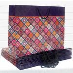 Pb PapyrusBolsys Paper Bags Ethnic Check Design Large Size Multicolor Pack of 12