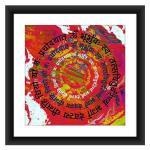 SHSWorks Digital Reprint | Gayatri Mantra | Framed Religious Wall Art Canvas Painting | Signed by Artist | Copyright Protected Artwork | Multicolour 15x15 Inch